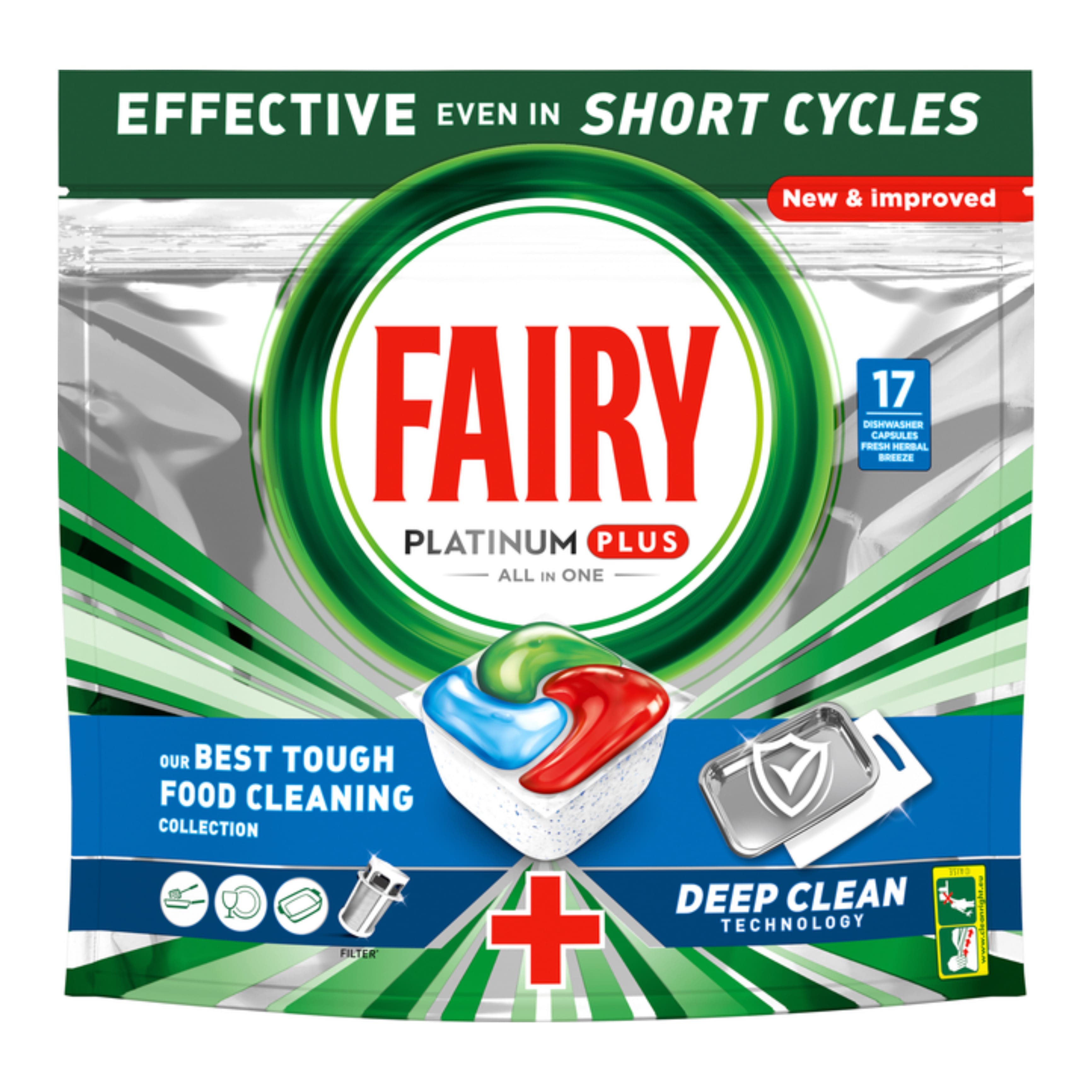 Капсули д/миття посуду FAIRY Platinum Плюс Все в Одному д/авт посуд машин Свіжий трав'яний бриз 17шт